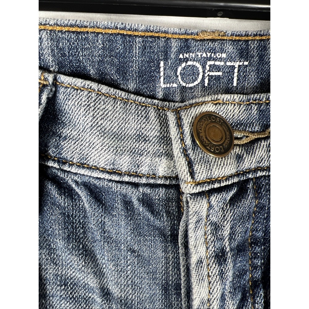 Ann Taylor LOFT Jeans Womens 0 Blue Boyfriend Button Fly Distressed 25/0 - Picture 5 of 16